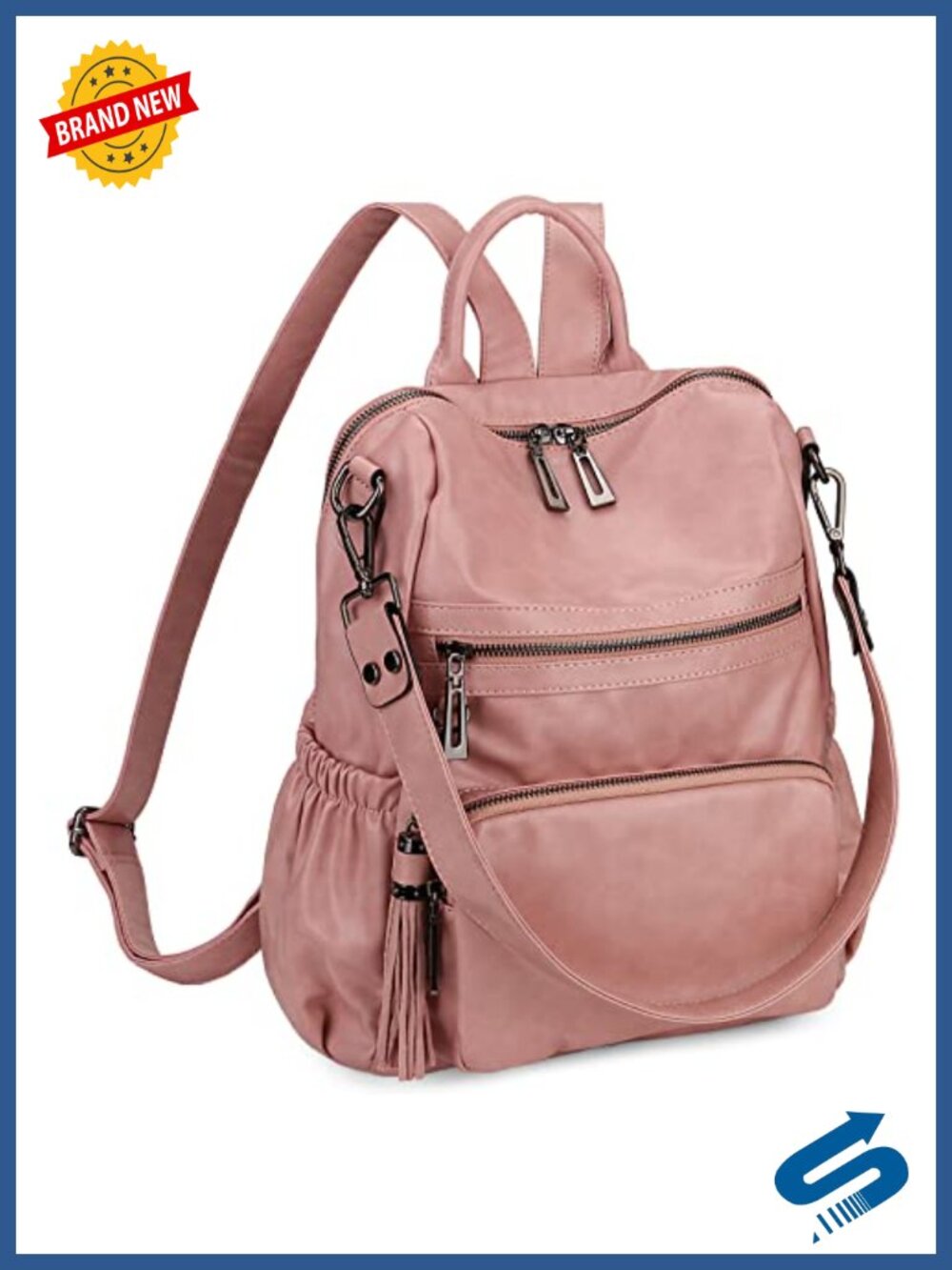 Vegan Leather Tassel Backpack Purse Convertible Shoulder Bag Travel Daypack